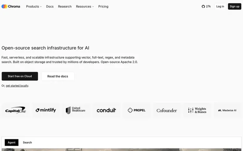 Screenshot of the Chroma homepage