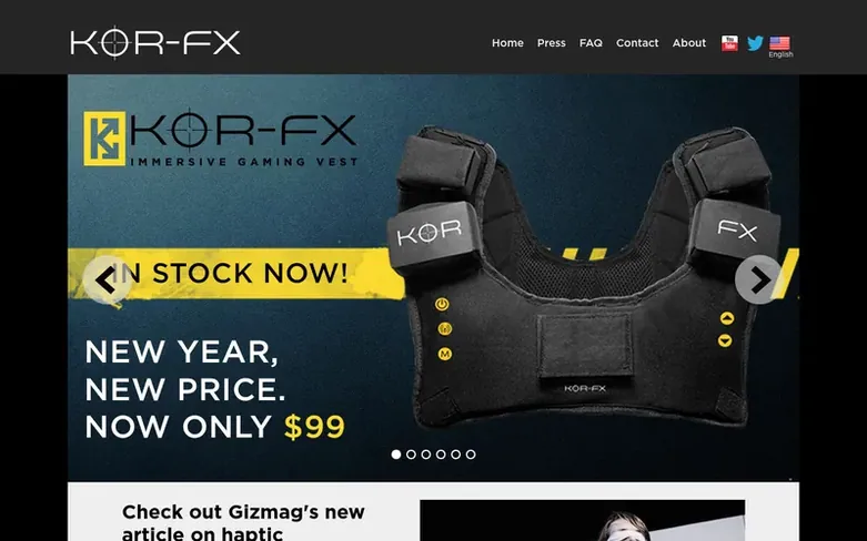 Screenshot of the KOR-FX homepage