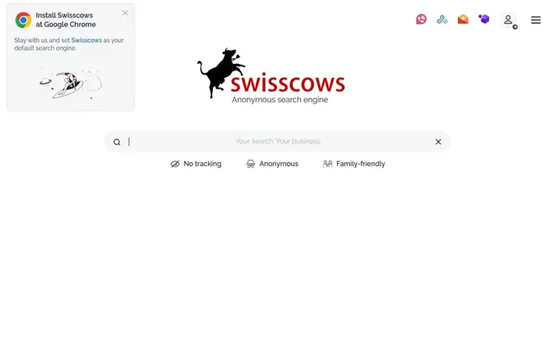 Screenshot of the Swisscows homepage